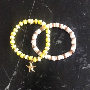 Homemade Heishi beaded bracelets